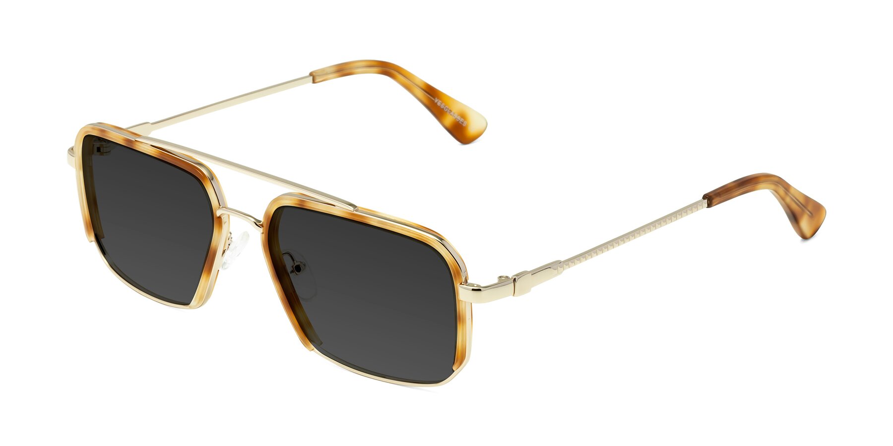 Angle of Dechter in Yellow Tortoise-Gold with Gray Tinted Lenses