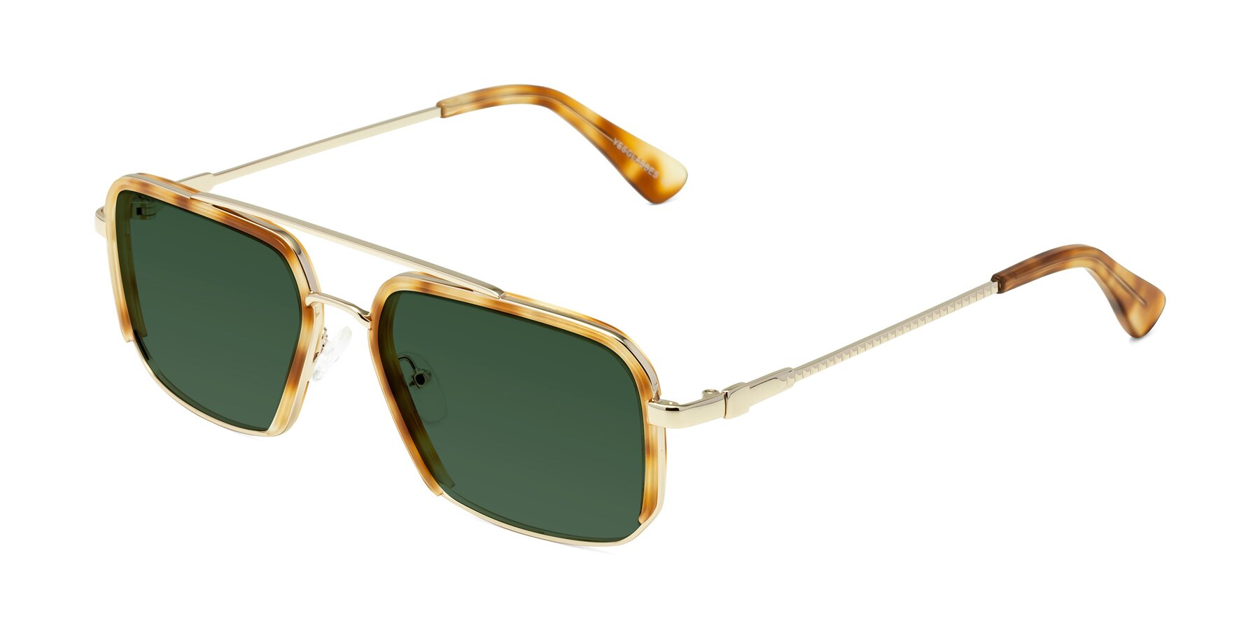 Angle of Dechter in Yellow Tortoise-Gold with Green Tinted Lenses