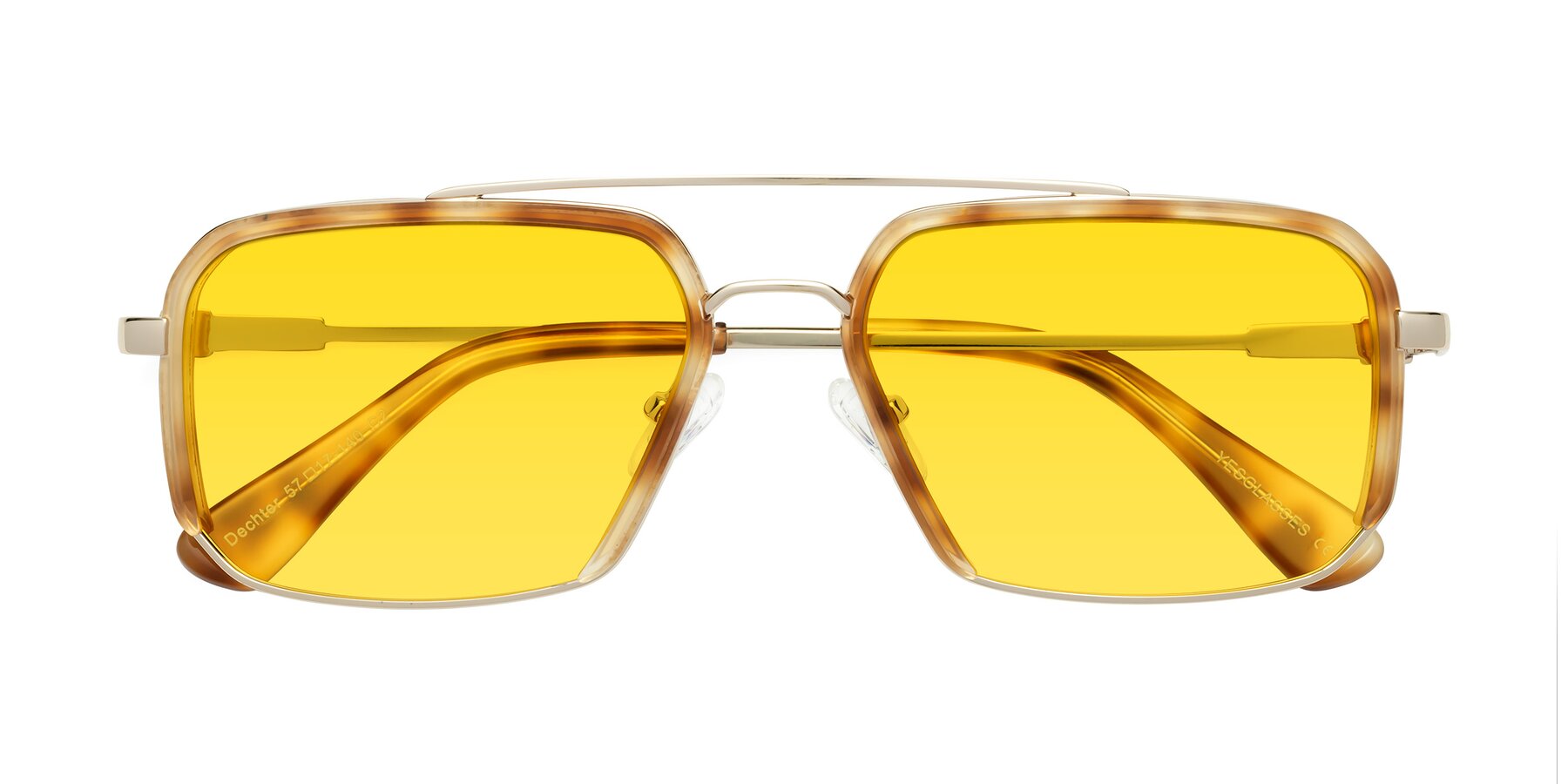 Folded Front of Dechter in Yellow Tortoise-Gold with Yellow Tinted Lenses