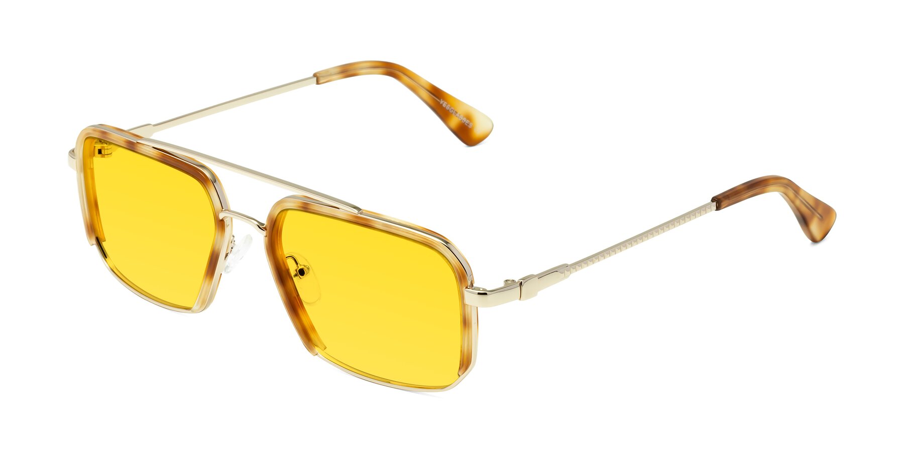 Angle of Dechter in Yellow Tortoise-Gold with Yellow Tinted Lenses