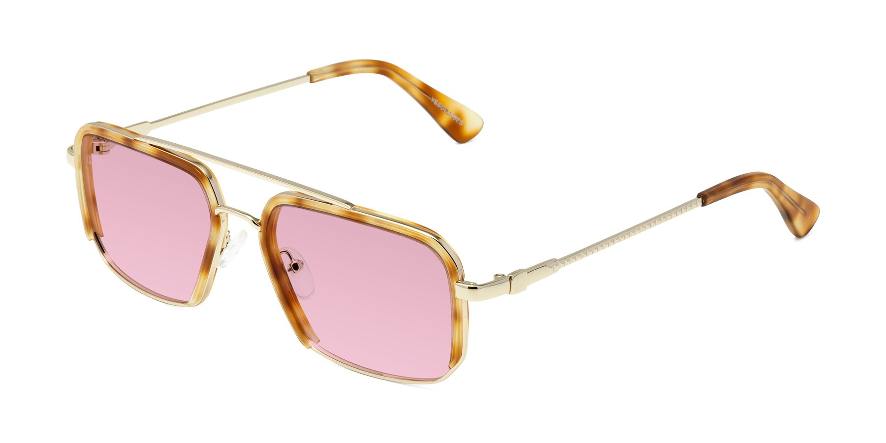 Angle of Dechter in Yellow Tortoise-Gold with Light Wine Tinted Lenses