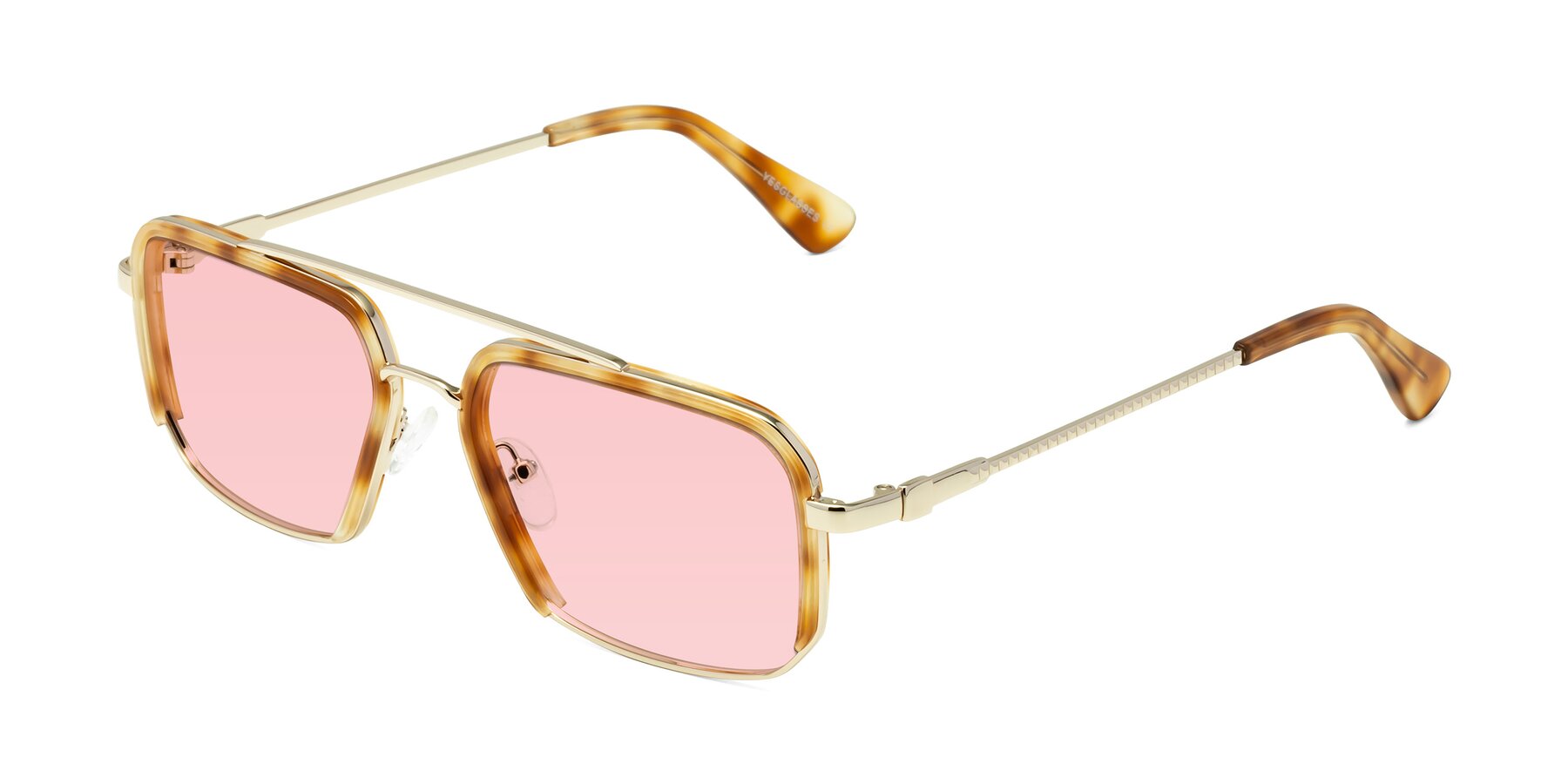 Angle of Dechter in Yellow Tortoise-Gold with Light Garnet Tinted Lenses