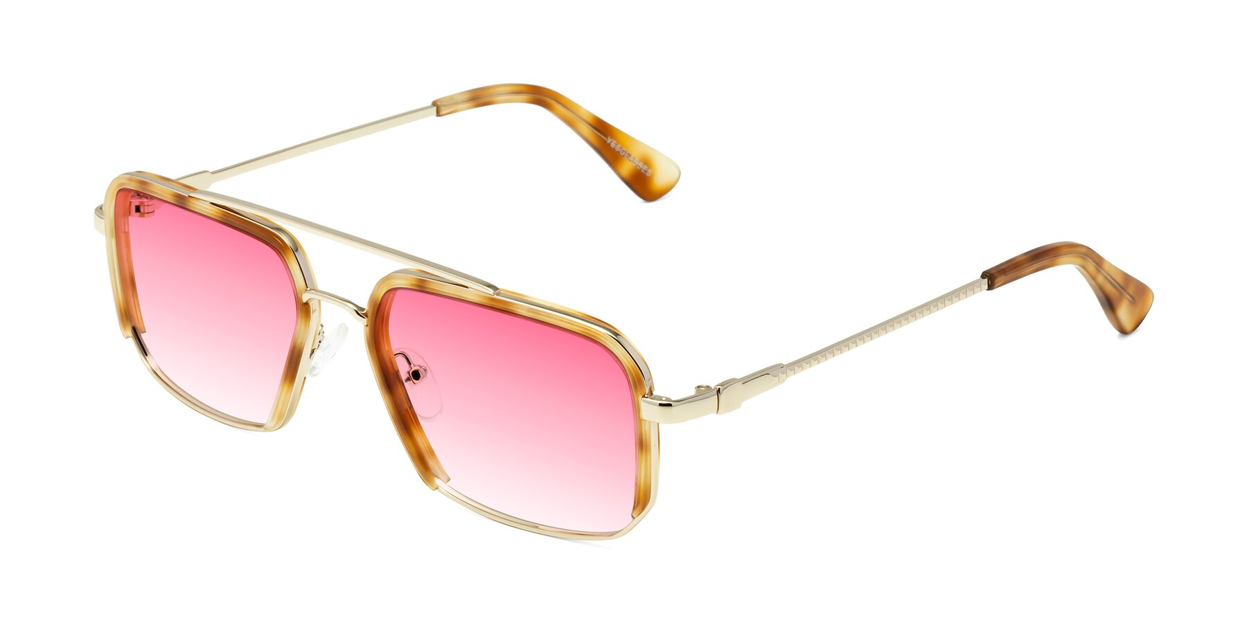 Angle of Dechter in Yellow Tortoise-Gold with Pink Gradient Lenses