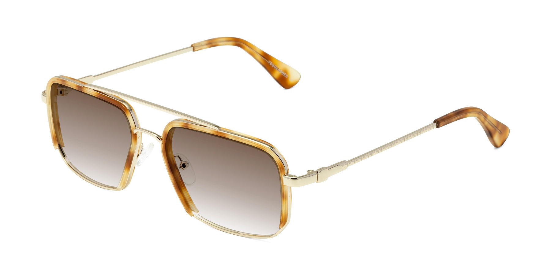 Angle of Dechter in Yellow Tortoise-Gold with Brown Gradient Lenses