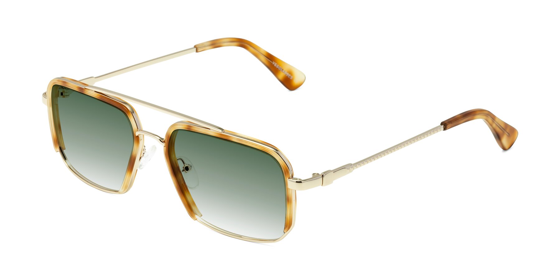 Angle of Dechter in Yellow Tortoise-Gold with Green Gradient Lenses