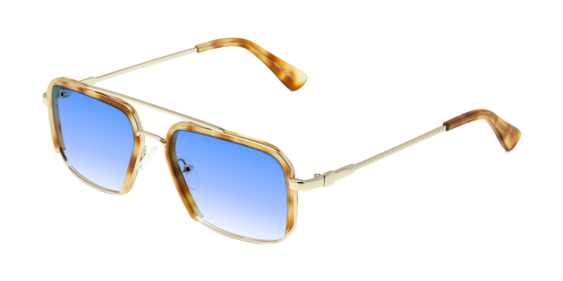 Angle of Dechter in Yellow Tortoise-Gold with Blue Gradient Lenses