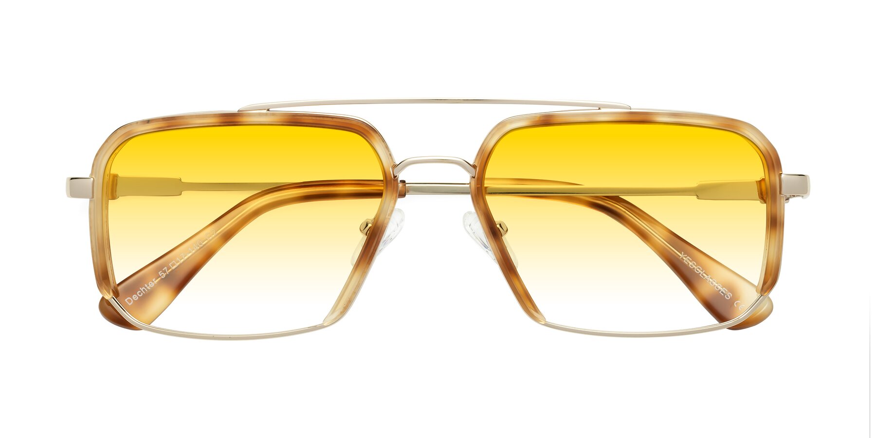 Folded Front of Dechter in Yellow Tortoise-Gold with Yellow Gradient Lenses