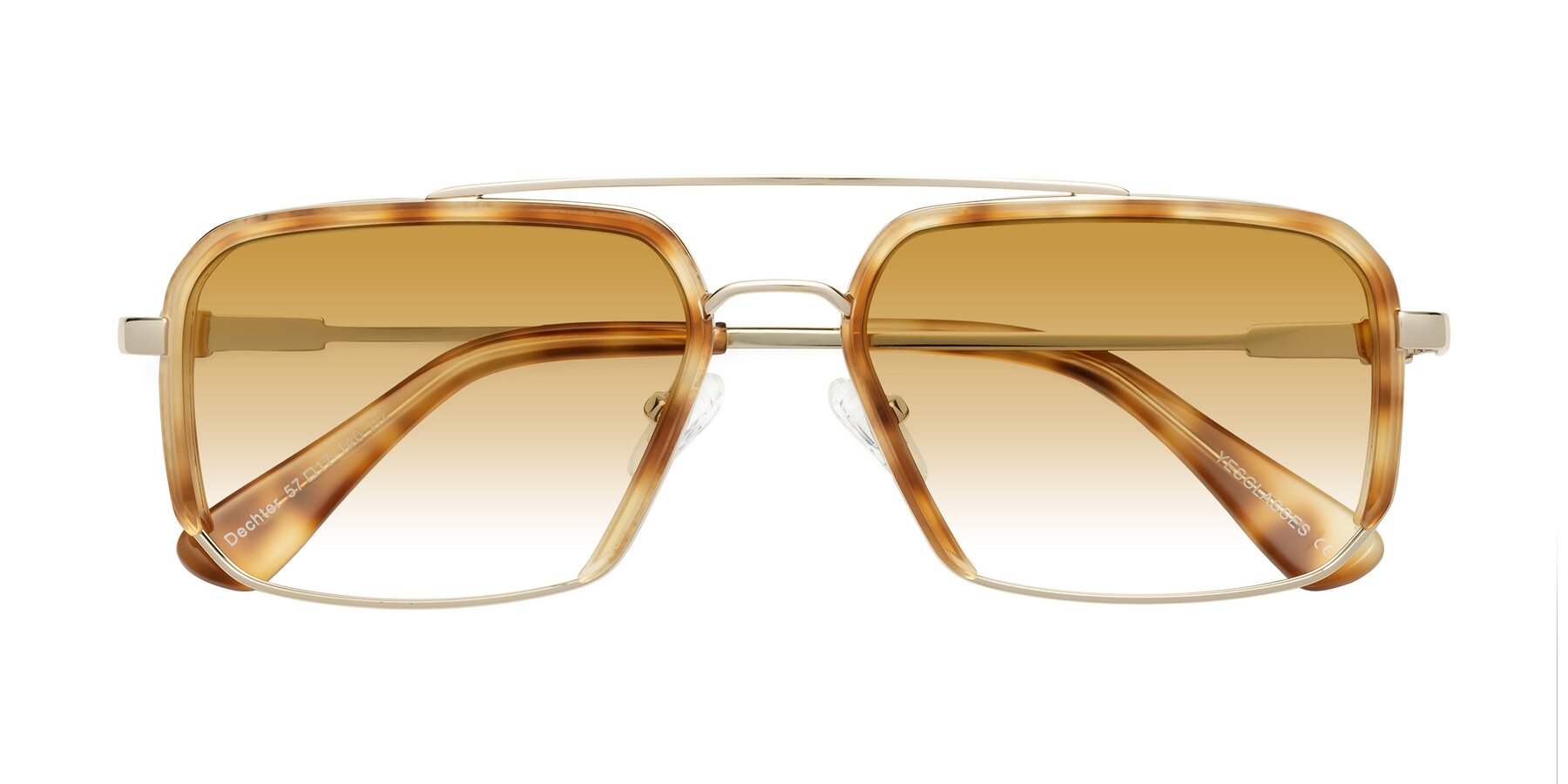 Folded Front of Dechter in Yellow Tortoise-Gold with Champagne Gradient Lenses