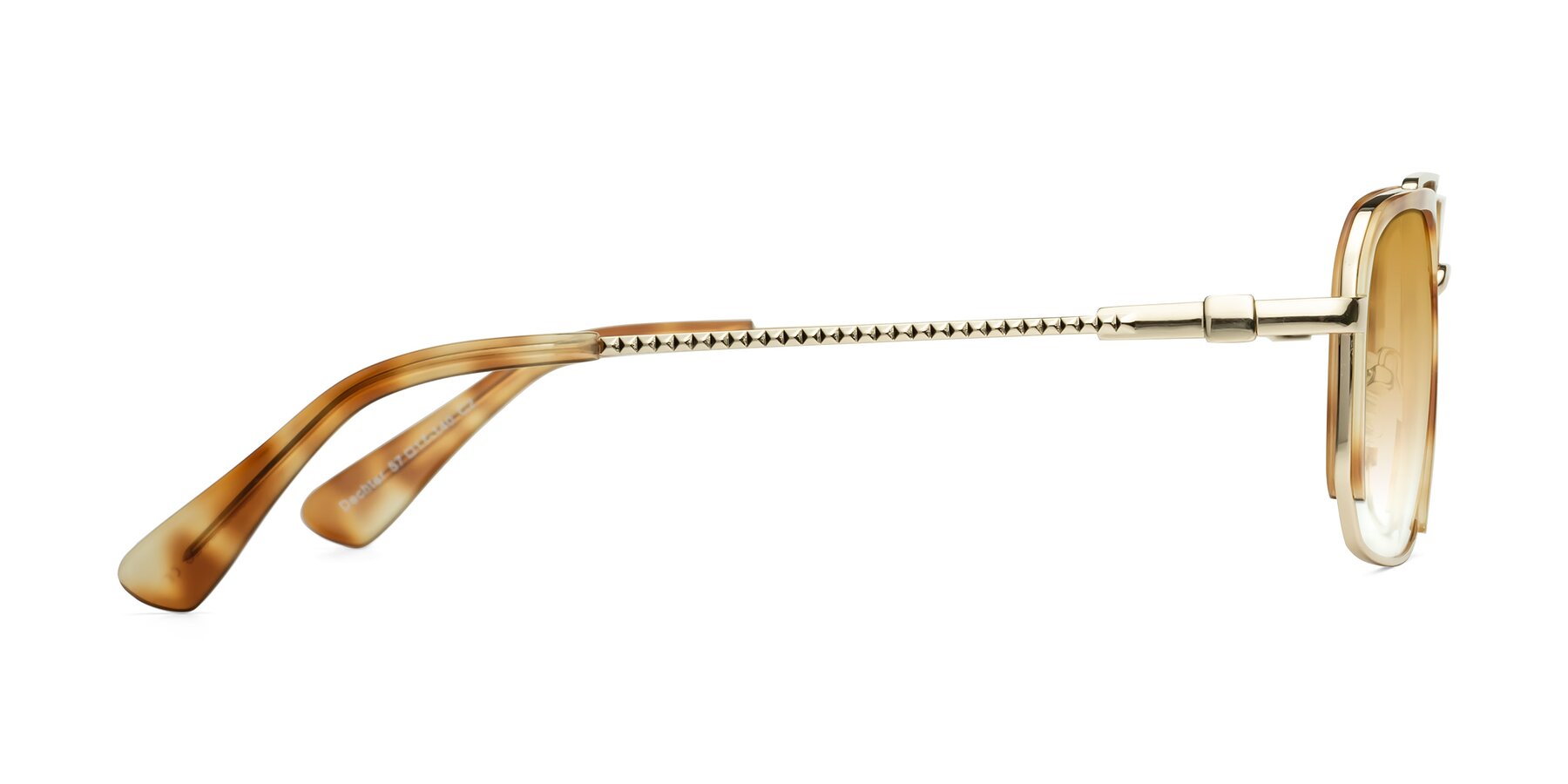 Side of Dechter in Yellow Tortoise-Gold with Champagne Gradient Lenses