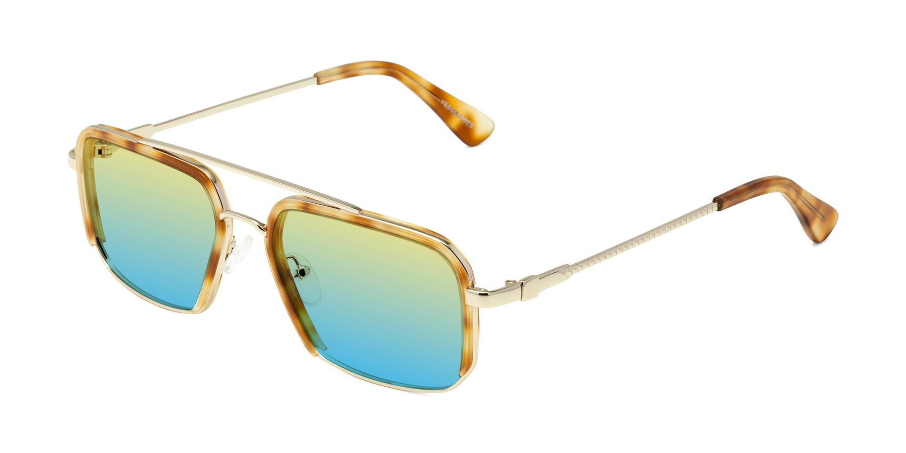 Angle of Dechter in Yellow Tortoise-Gold with Yellow / Blue Gradient Lenses