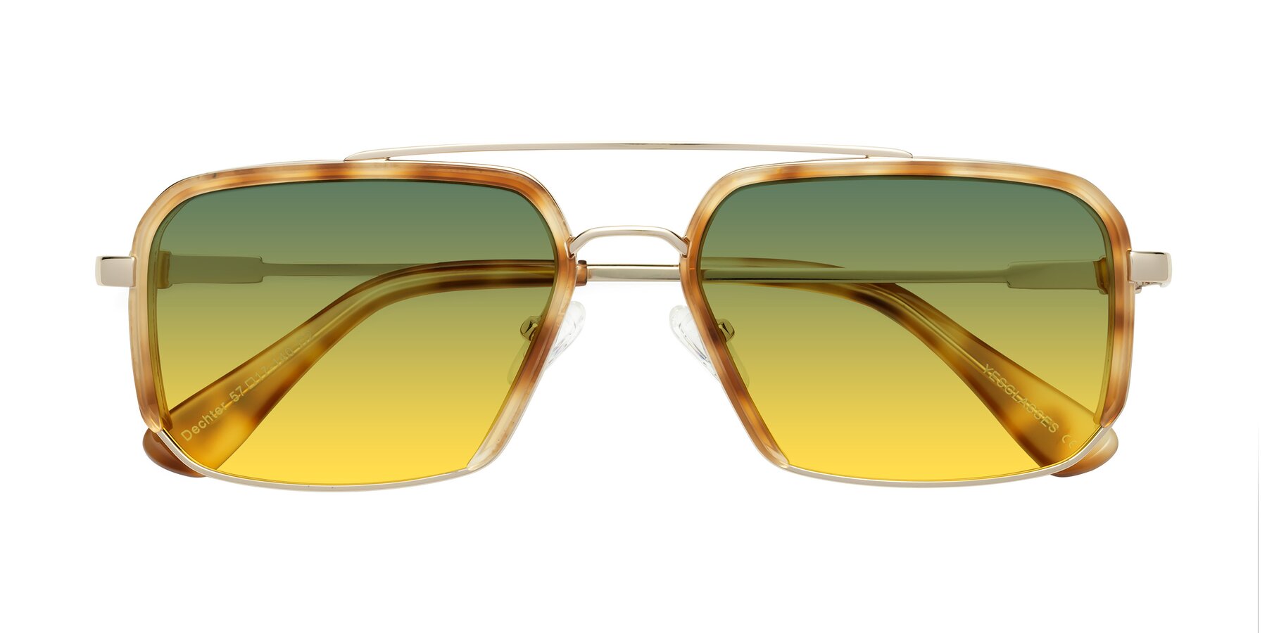 Folded Front of Dechter in Yellow Tortoise-Gold with Green / Yellow Gradient Lenses
