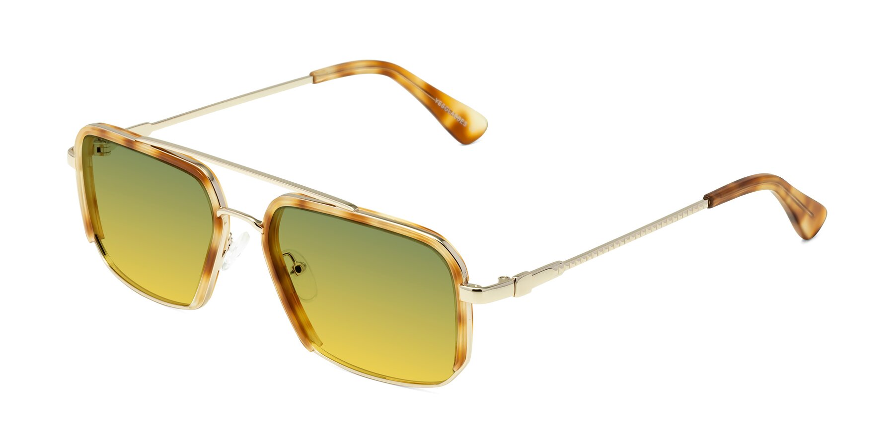 Angle of Dechter in Yellow Tortoise-Gold with Green / Yellow Gradient Lenses