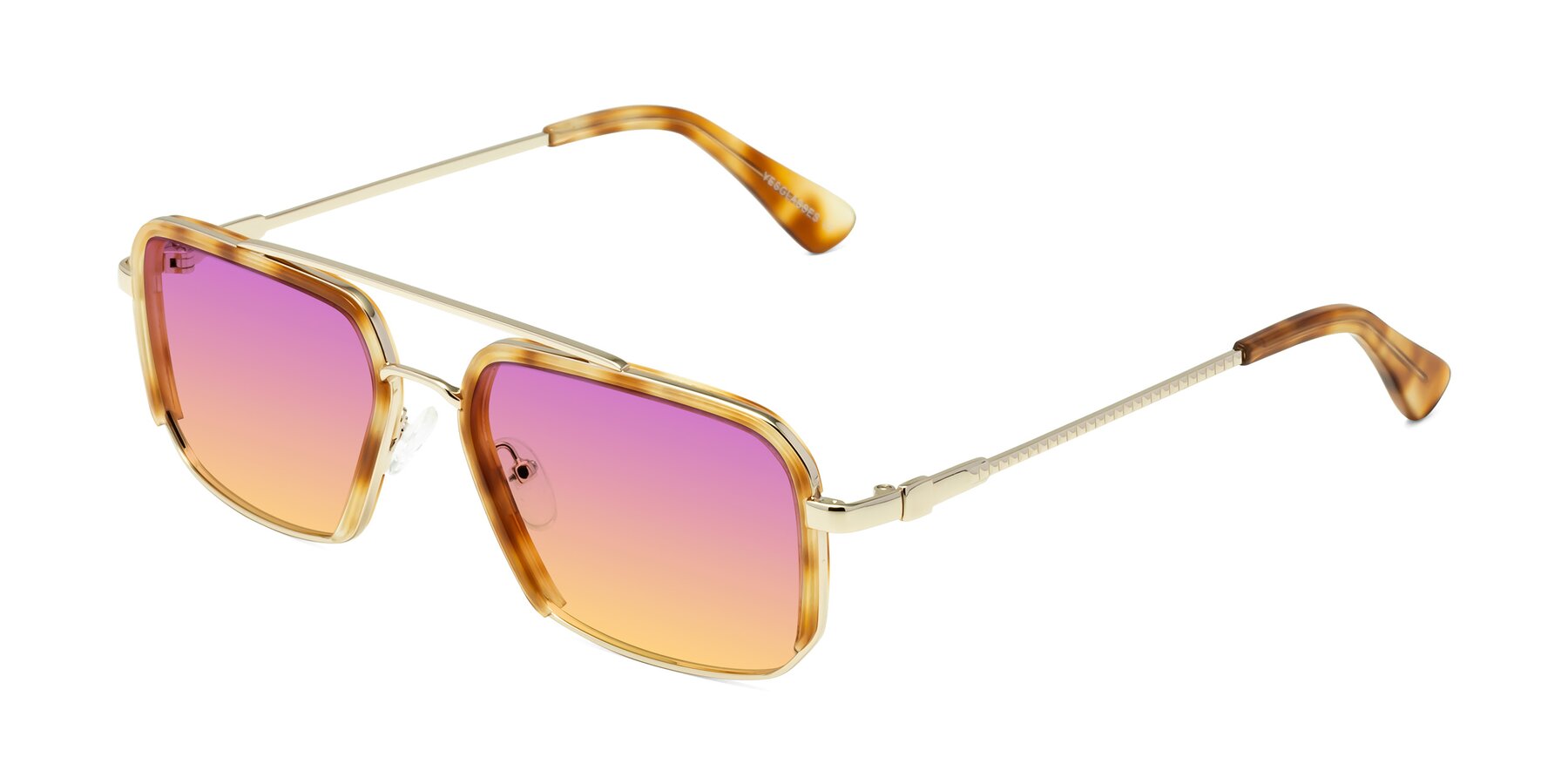 Angle of Dechter in Yellow Tortoise-Gold with Purple / Yellow Gradient Lenses