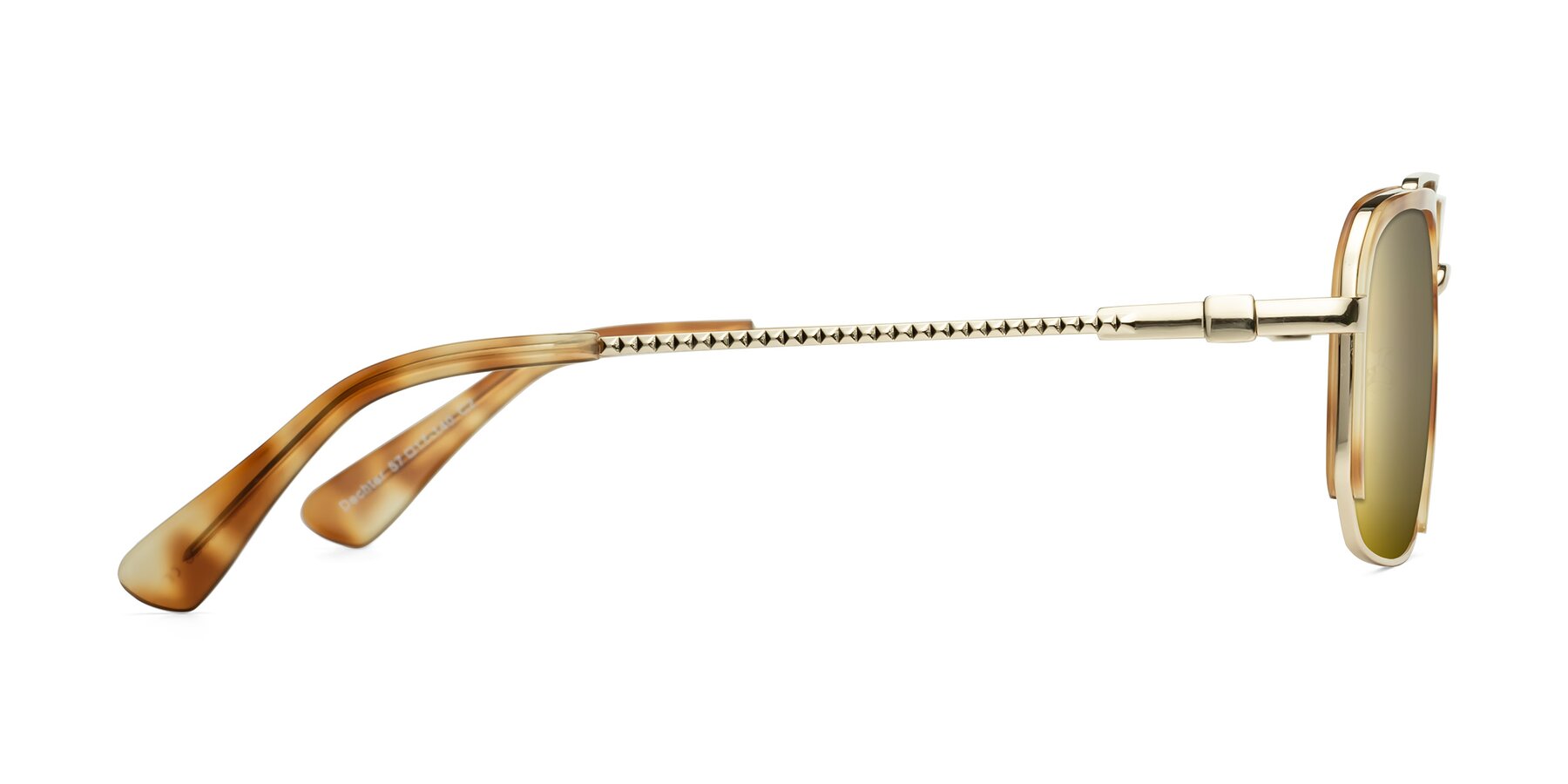 Side of Dechter in Yellow Tortoise-Gold with Gold Mirrored Lenses