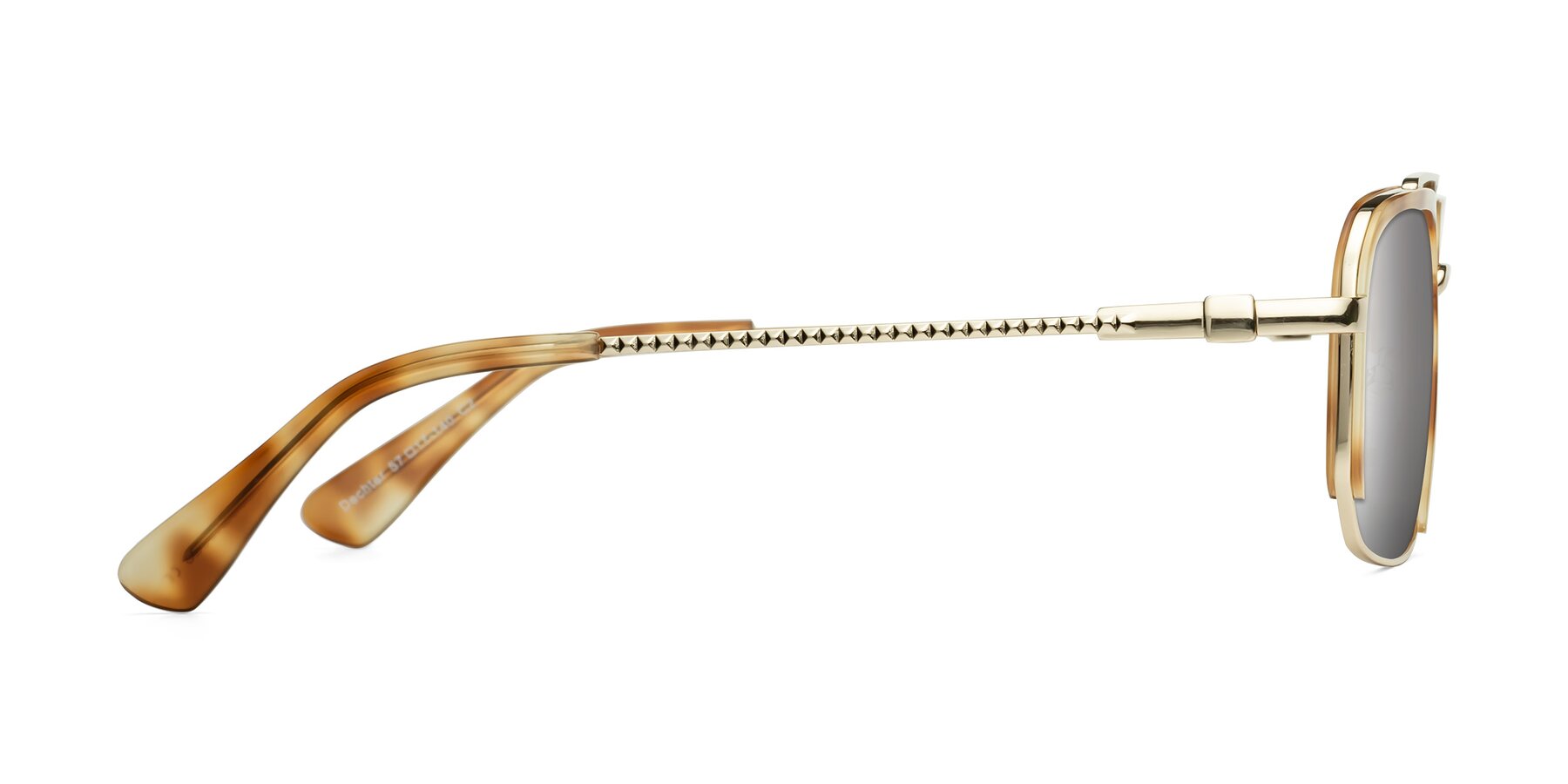 Side of Dechter in Yellow Tortoise-Gold with Silver Mirrored Lenses