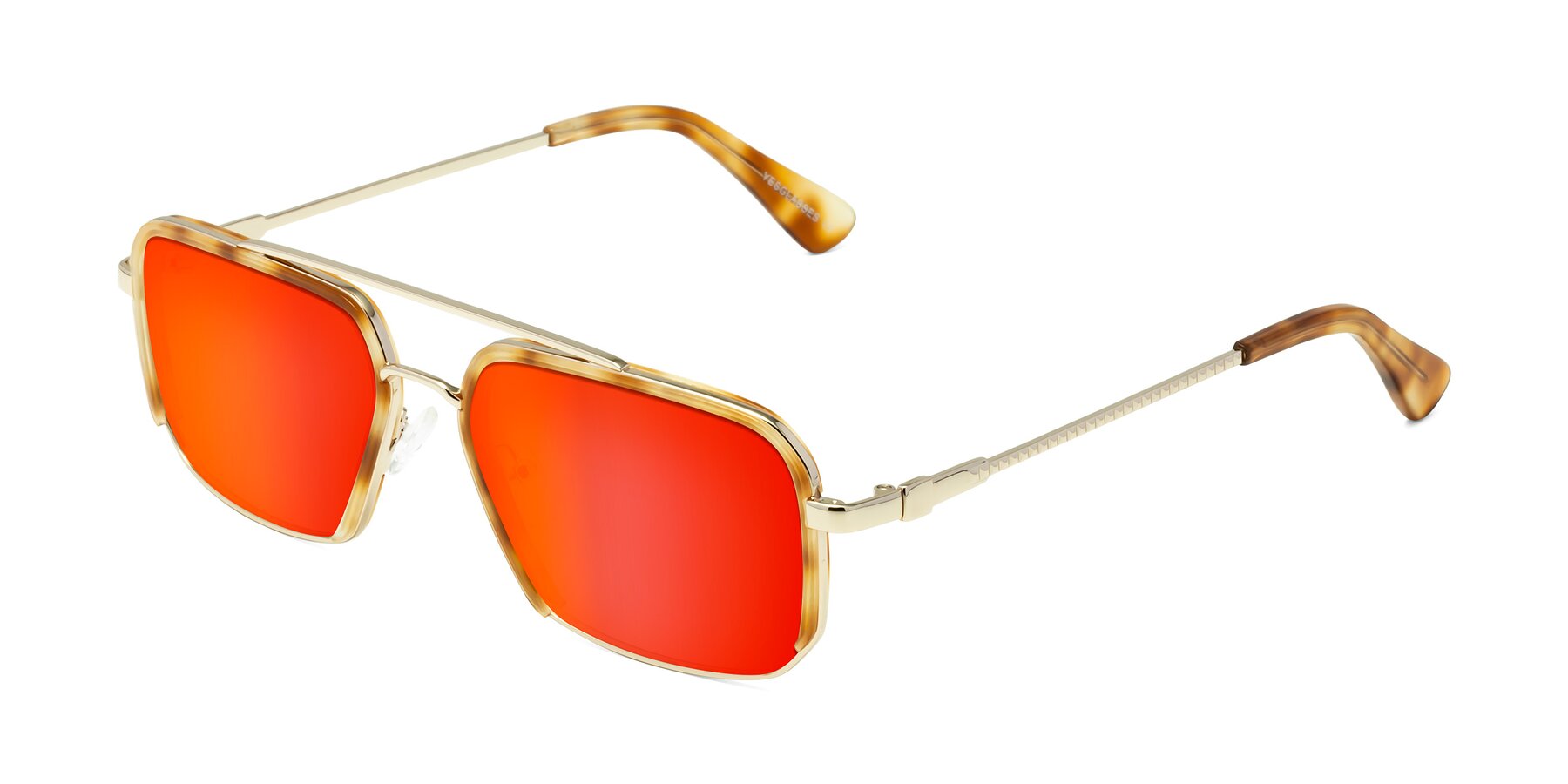 Angle of Dechter in Yellow Tortoise-Gold with Red Gold Mirrored Lenses