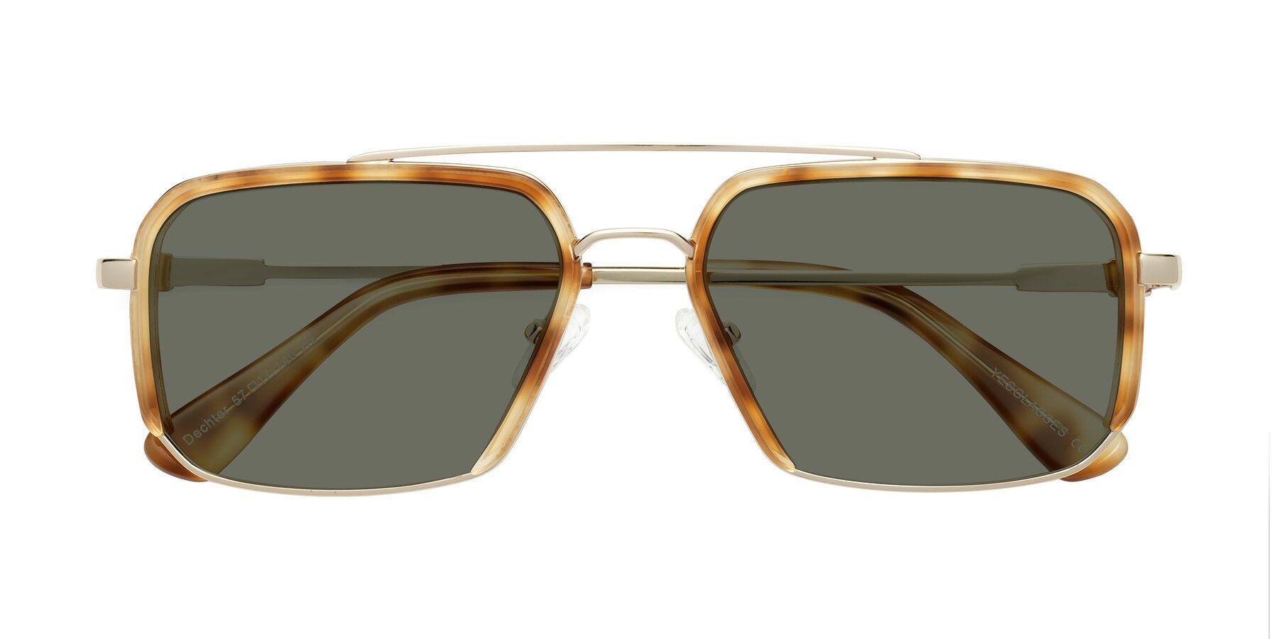 Folded Front of Dechter in Yellow Tortoise-Gold with Gray Polarized Lenses