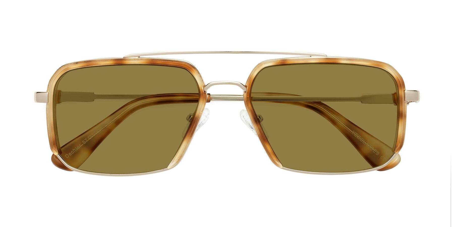 Folded Front of Dechter in Yellow Tortoise-Gold with Brown Polarized Lenses