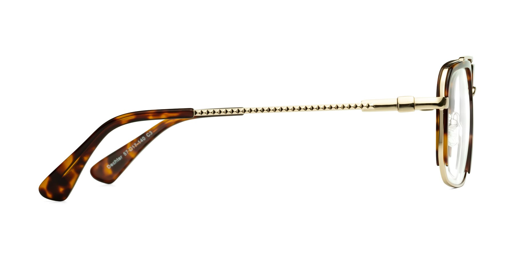 Side of Dechter in Tortoise-Gold with Clear Eyeglass Lenses