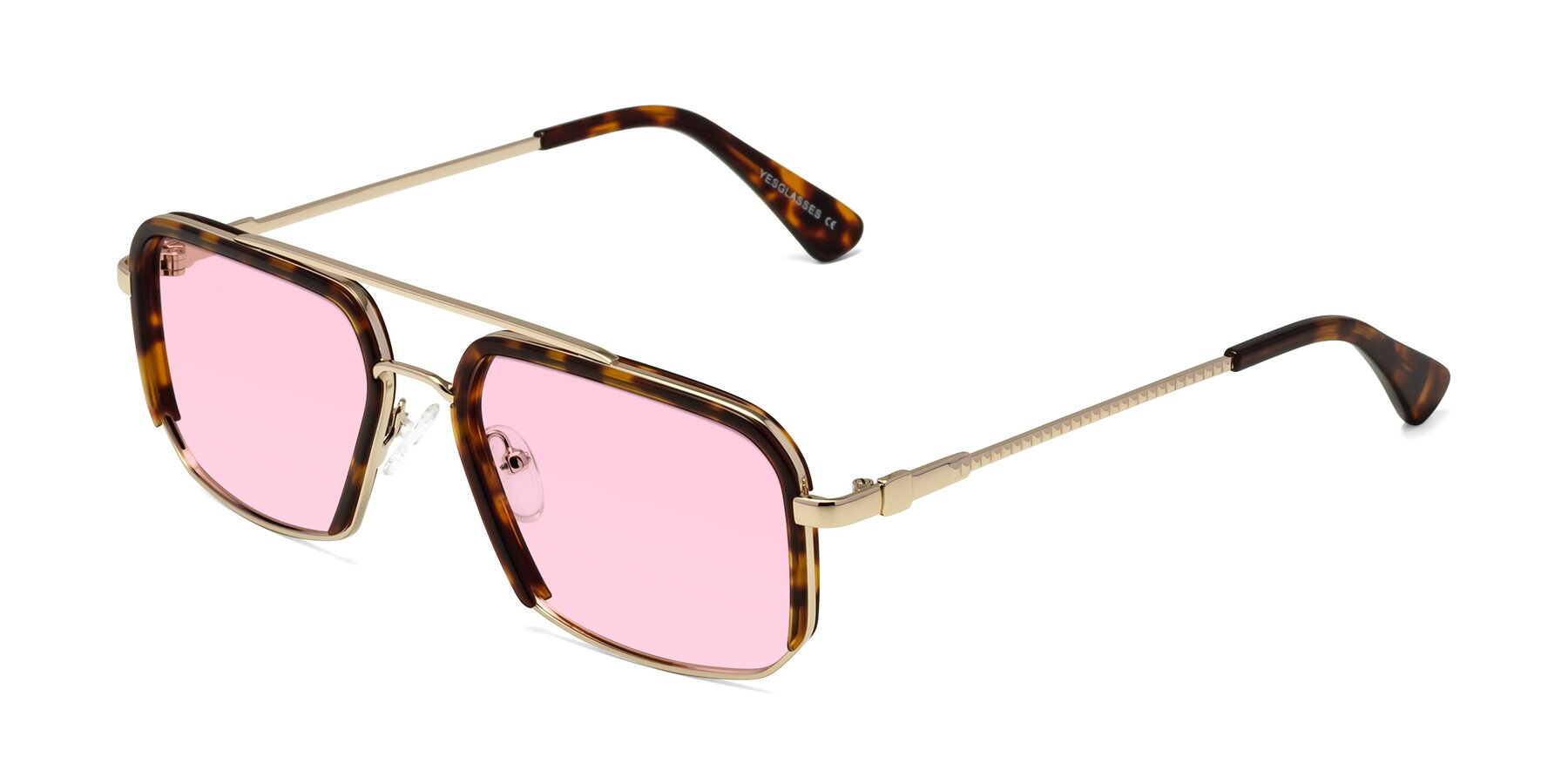 Angle of Dechter in Tortoise-Gold with Light Pink Tinted Lenses