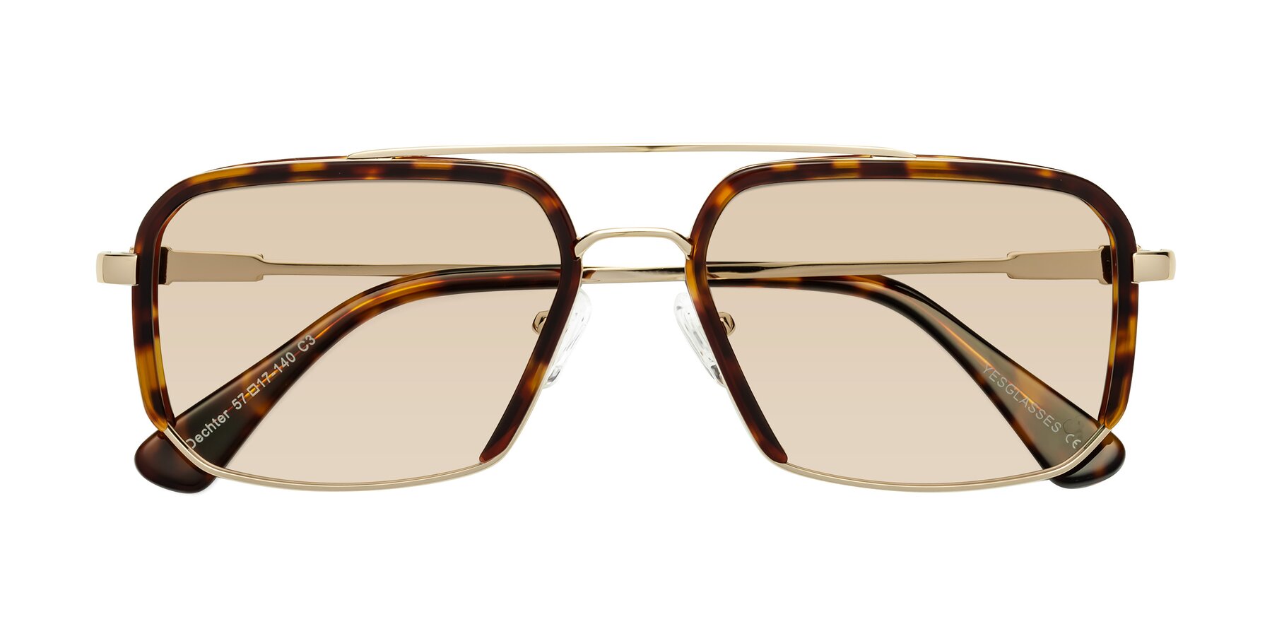 Folded Front of Dechter in Tortoise-Gold with Light Brown Tinted Lenses