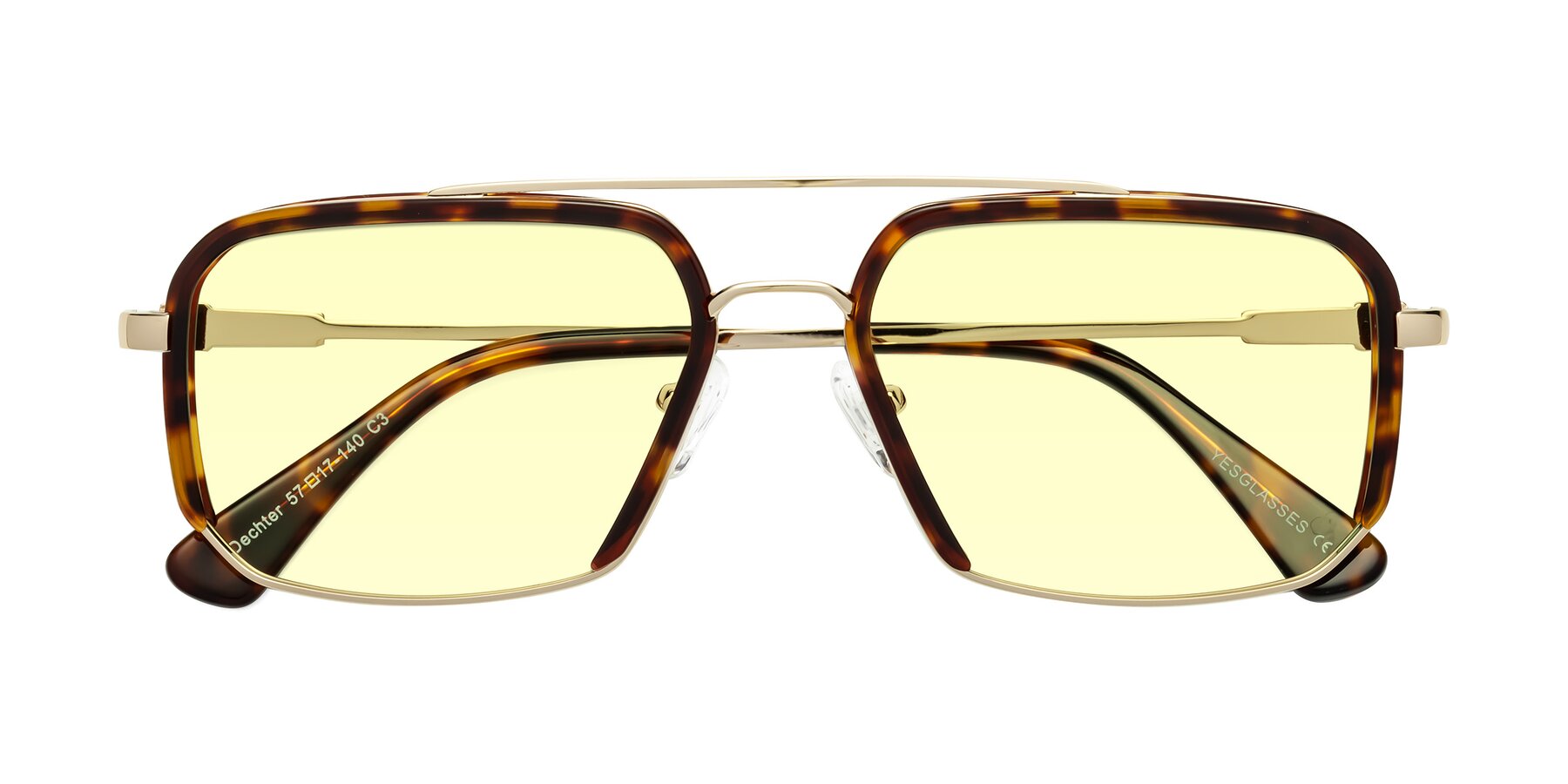 Folded Front of Dechter in Tortoise-Gold with Light Yellow Tinted Lenses