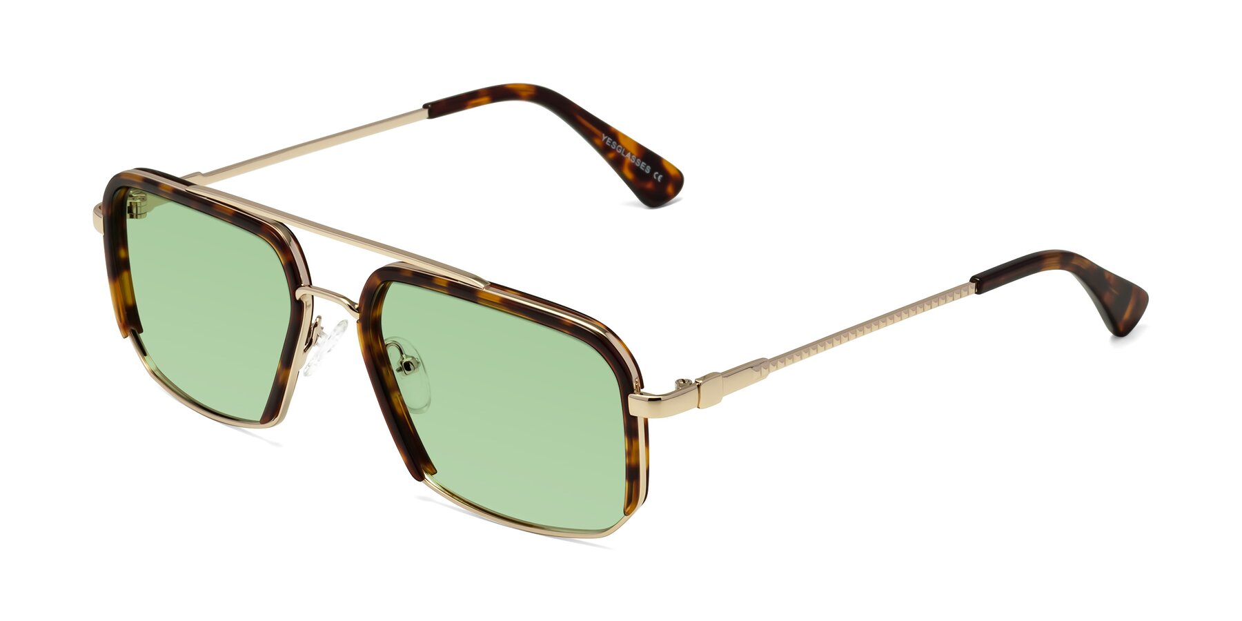 Angle of Dechter in Tortoise-Gold with Medium Green Tinted Lenses