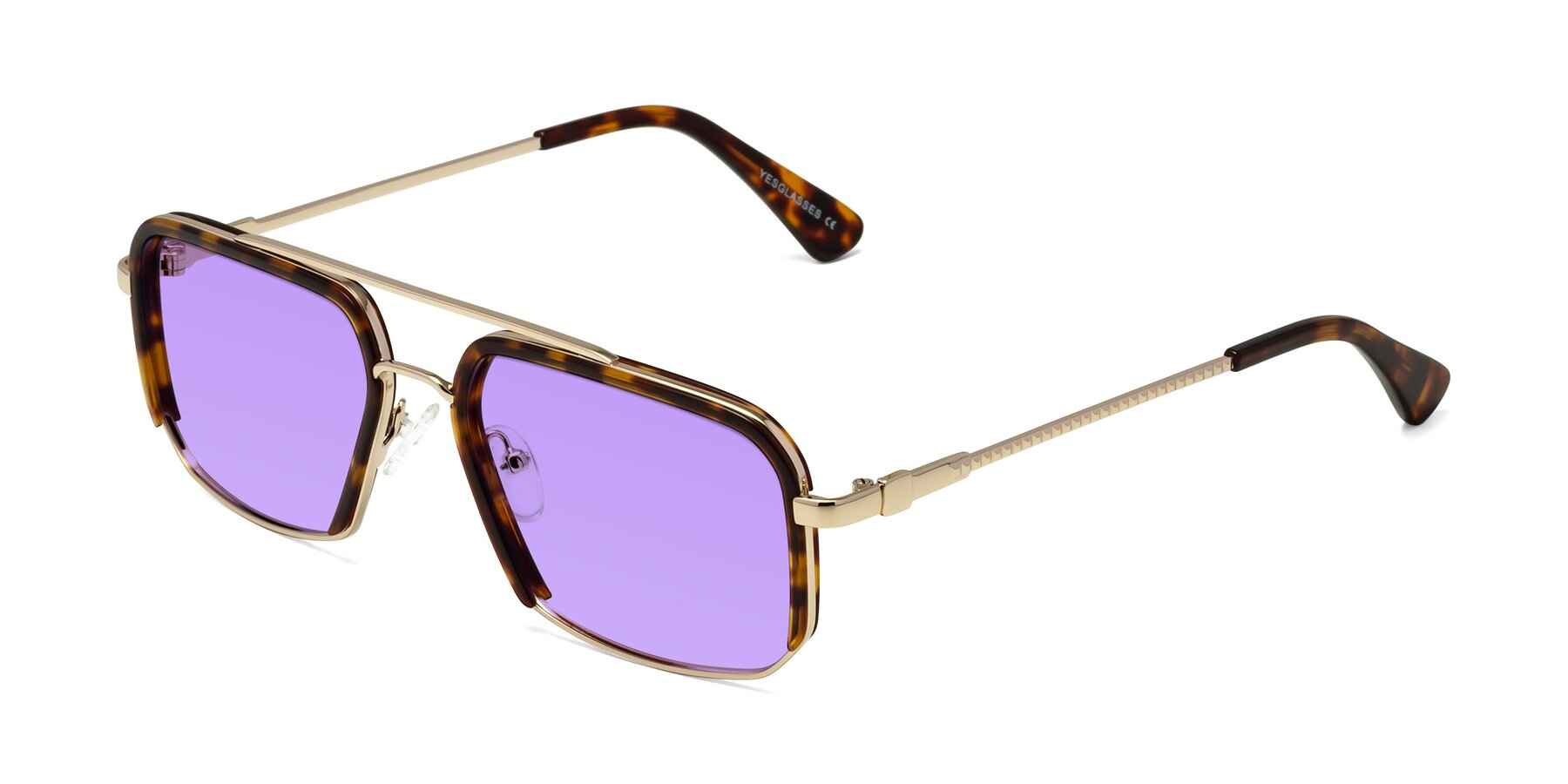 Angle of Dechter in Tortoise-Gold with Medium Purple Tinted Lenses