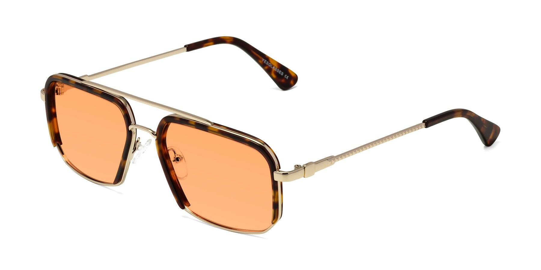 Angle of Dechter in Tortoise-Gold with Medium Orange Tinted Lenses
