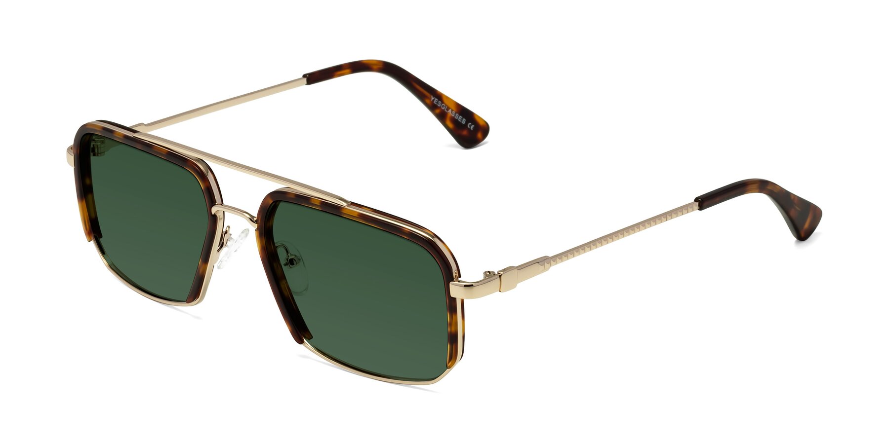 Angle of Dechter in Tortoise-Gold with Green Tinted Lenses
