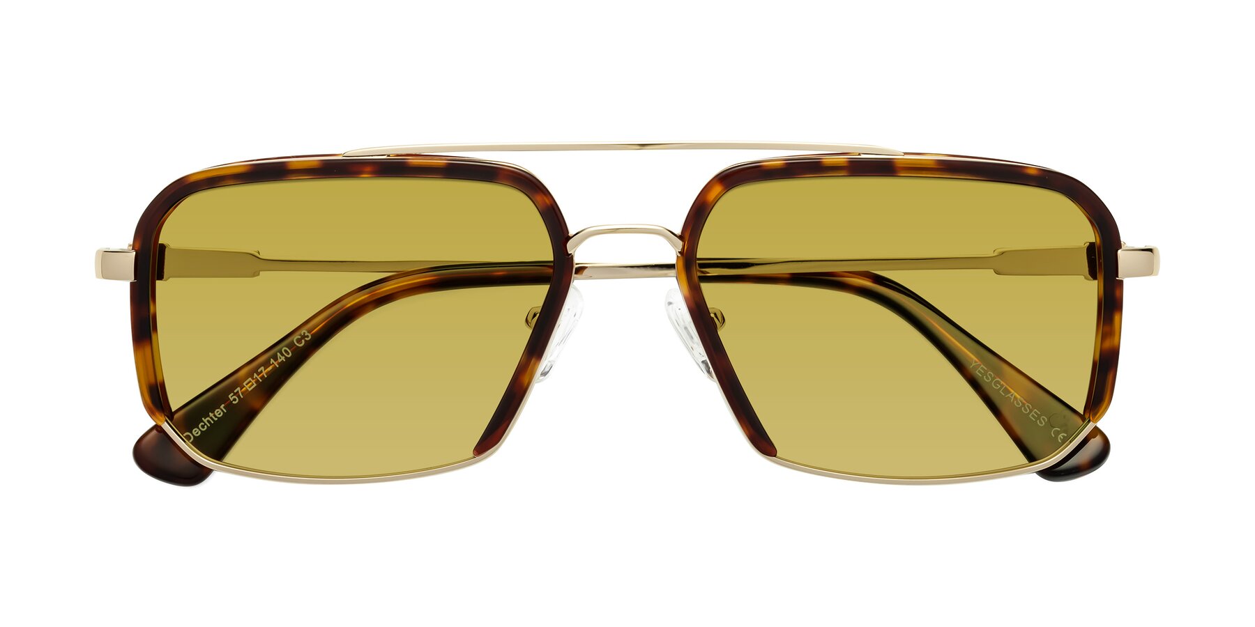 Folded Front of Dechter in Tortoise-Gold with Champagne Tinted Lenses