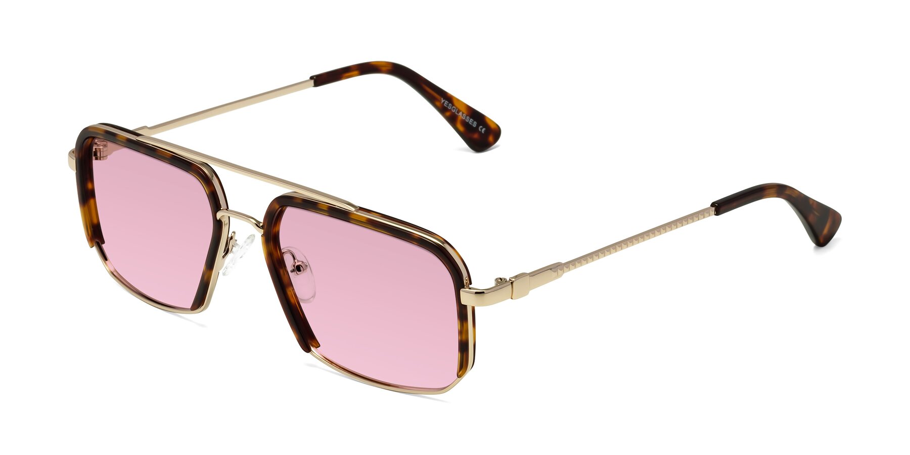 Angle of Dechter in Tortoise-Gold with Light Wine Tinted Lenses