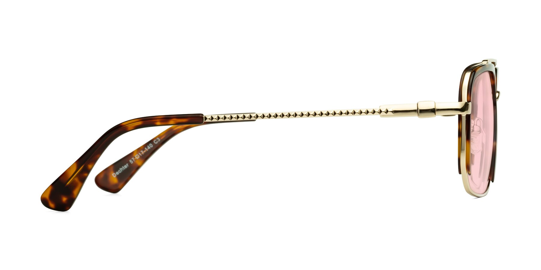 Side of Dechter in Tortoise-Gold with Light Garnet Tinted Lenses