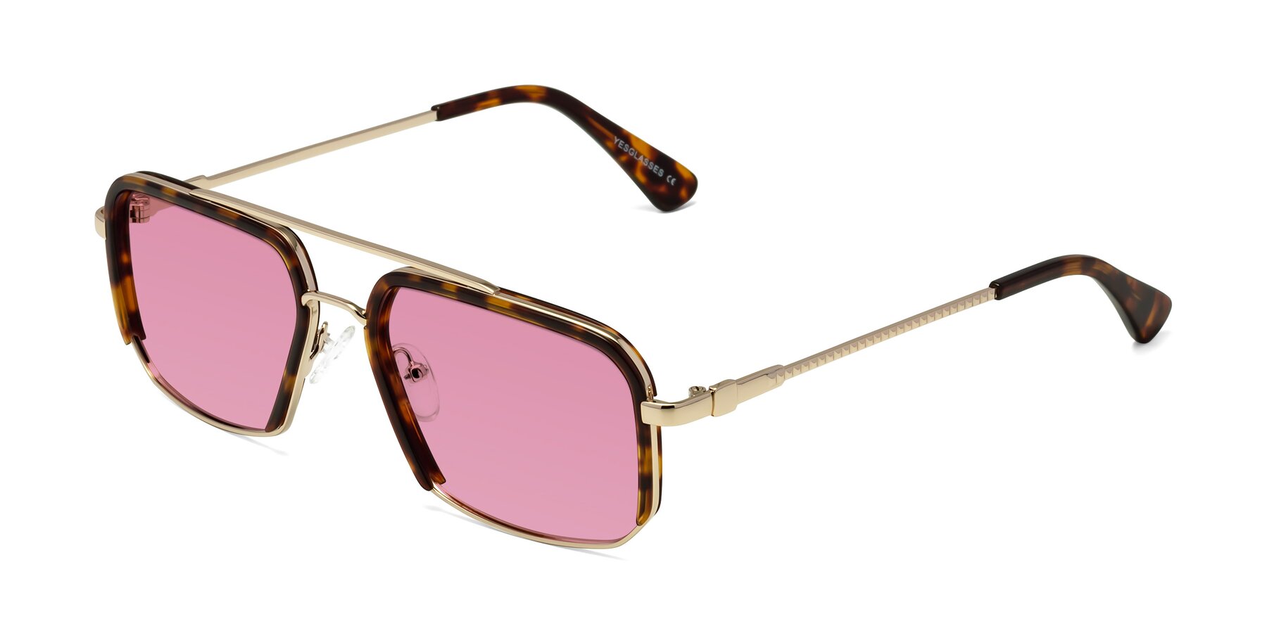 Angle of Dechter in Tortoise-Gold with Medium Wine Tinted Lenses