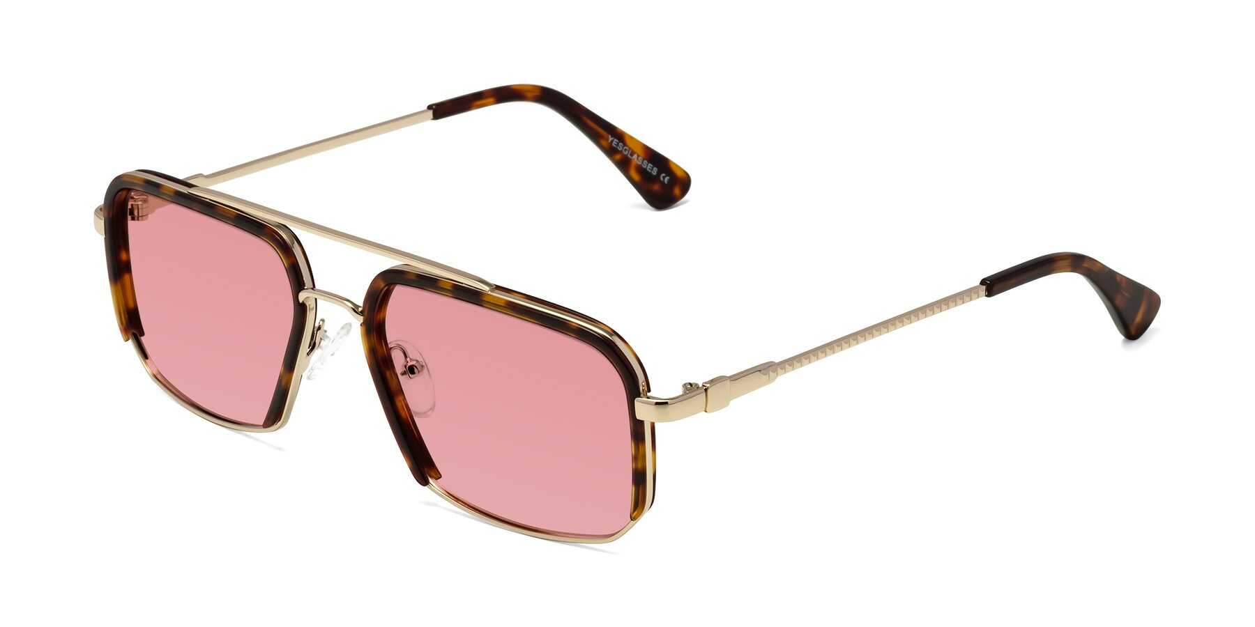 Angle of Dechter in Tortoise-Gold with Medium Garnet Tinted Lenses