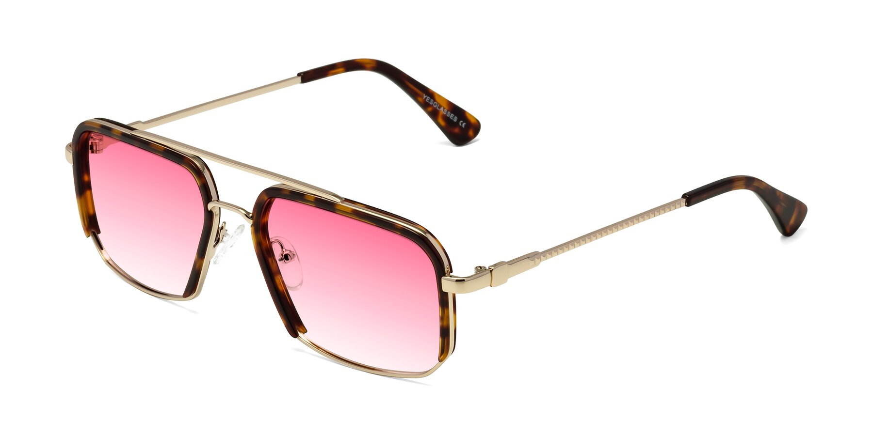 Angle of Dechter in Tortoise-Gold with Pink Gradient Lenses