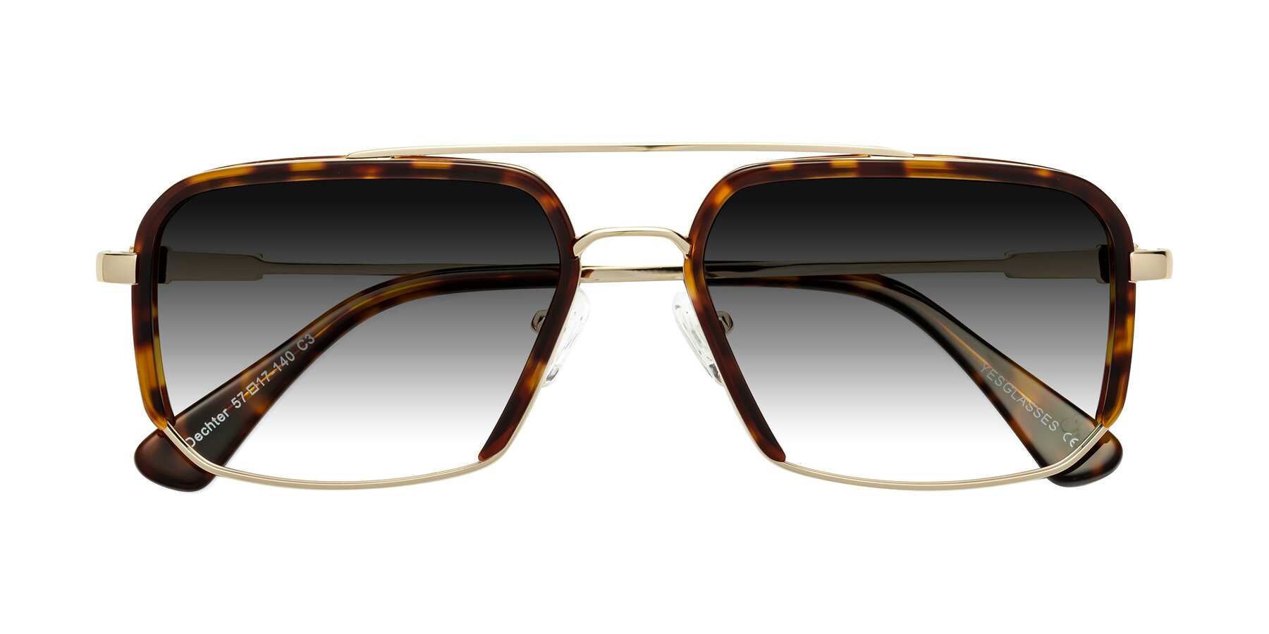 Folded Front of Dechter in Tortoise-Gold with Gray Gradient Lenses