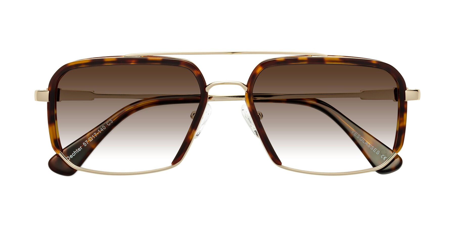Folded Front of Dechter in Tortoise-Gold with Brown Gradient Lenses