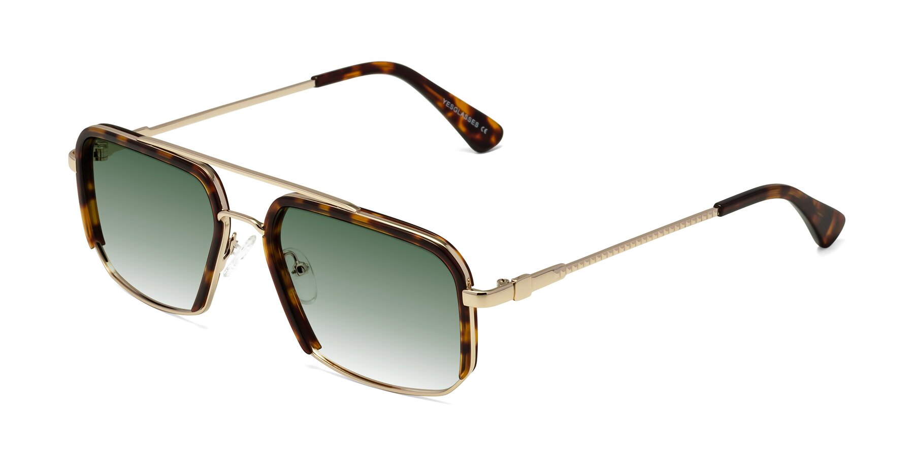 Angle of Dechter in Tortoise-Gold with Green Gradient Lenses