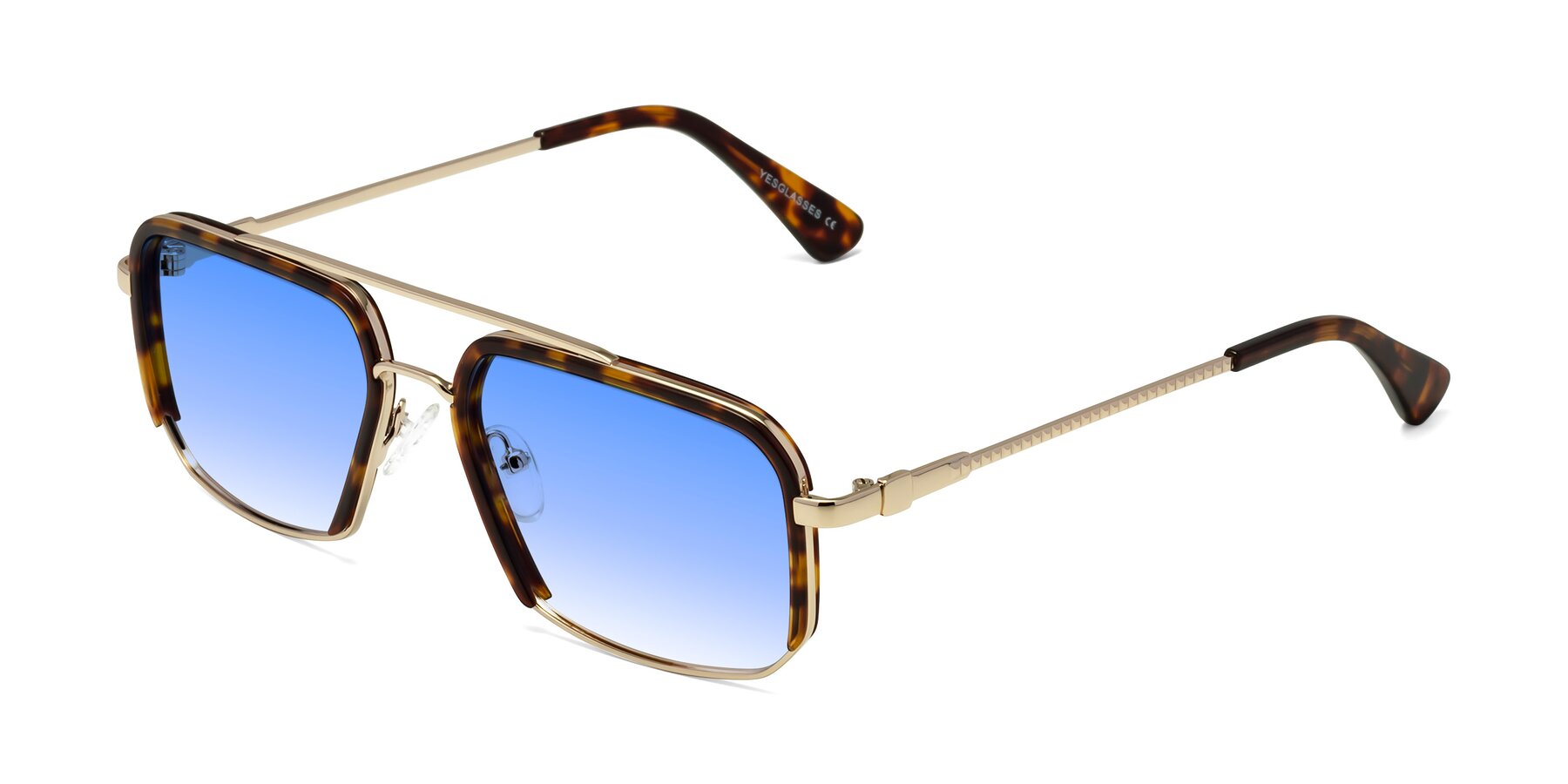 Angle of Dechter in Tortoise-Gold with Blue Gradient Lenses