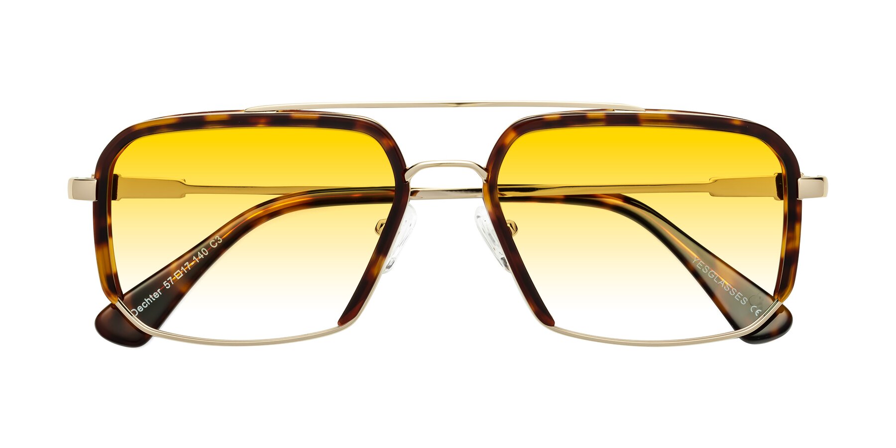 Folded Front of Dechter in Tortoise-Gold with Yellow Gradient Lenses