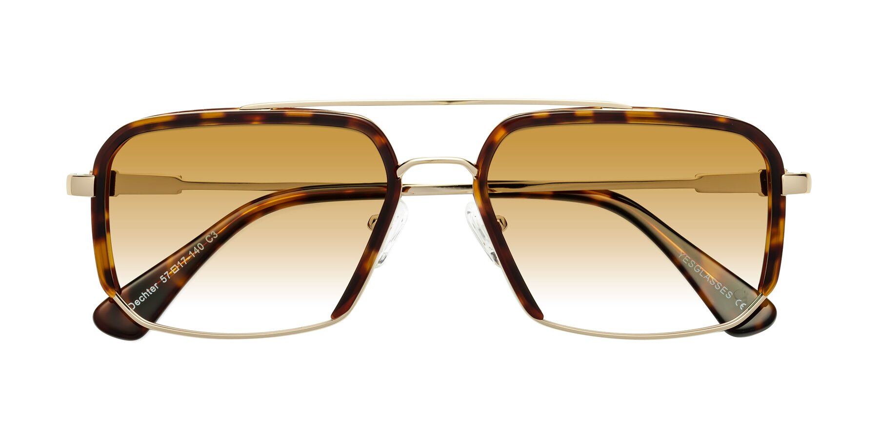 Folded Front of Dechter in Tortoise-Gold with Champagne Gradient Lenses