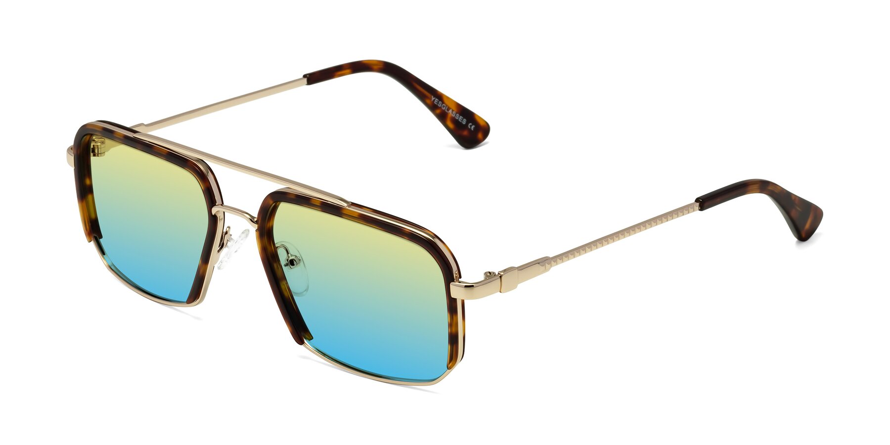 Angle of Dechter in Tortoise-Gold with Yellow / Blue Gradient Lenses