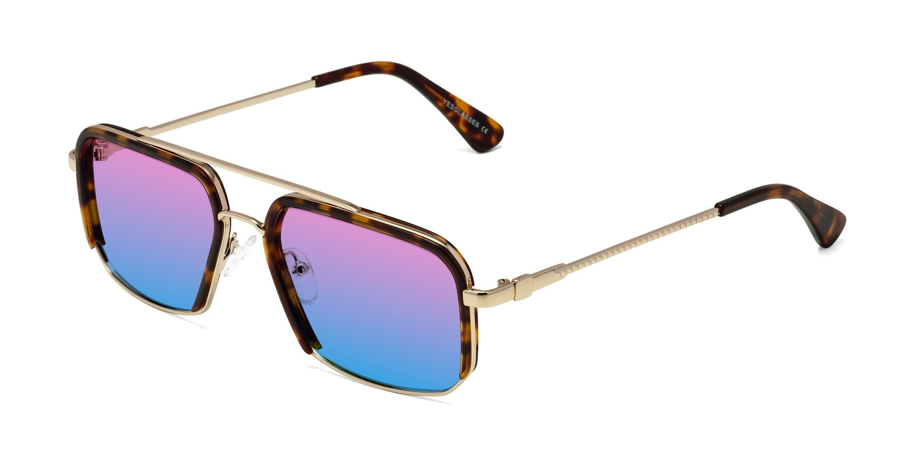 Angle of Dechter in Tortoise-Gold with Pink / Blue Gradient Lenses