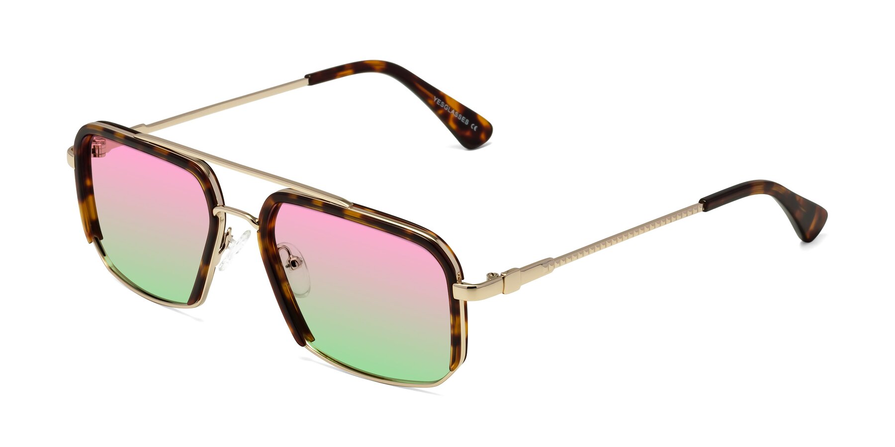 Angle of Dechter in Tortoise-Gold with Pink / Green Gradient Lenses