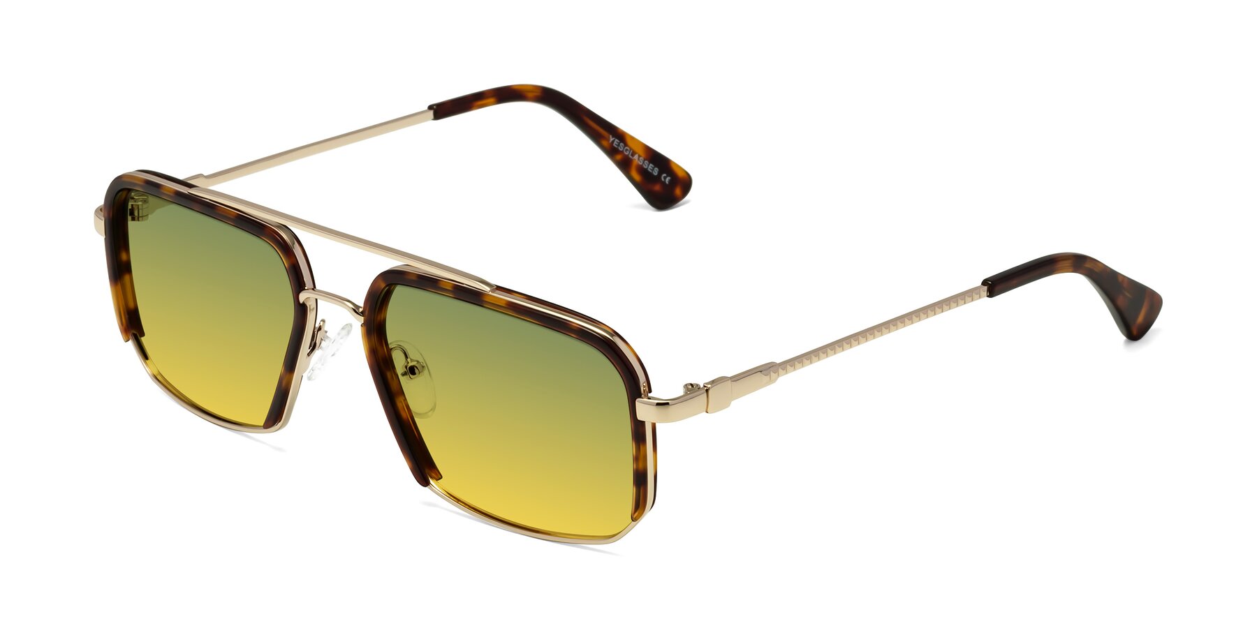 Angle of Dechter in Tortoise-Gold with Green / Yellow Gradient Lenses