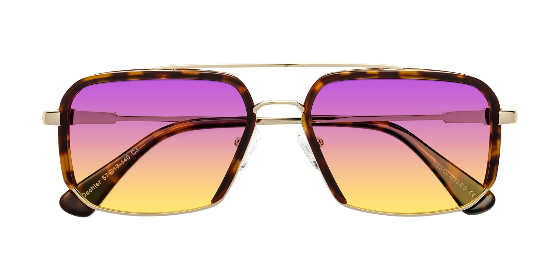 Folded Front of Dechter in Tortoise-Gold with Purple / Yellow Gradient Lenses