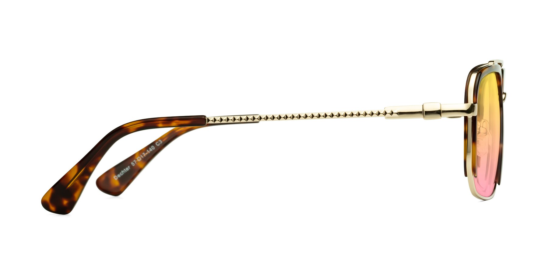 Side of Dechter in Tortoise-Gold with Yellow / Pink Gradient Lenses
