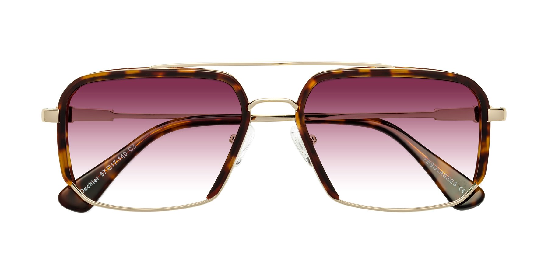 Folded Front of Dechter in Tortoise-Gold with Wine Gradient Lenses