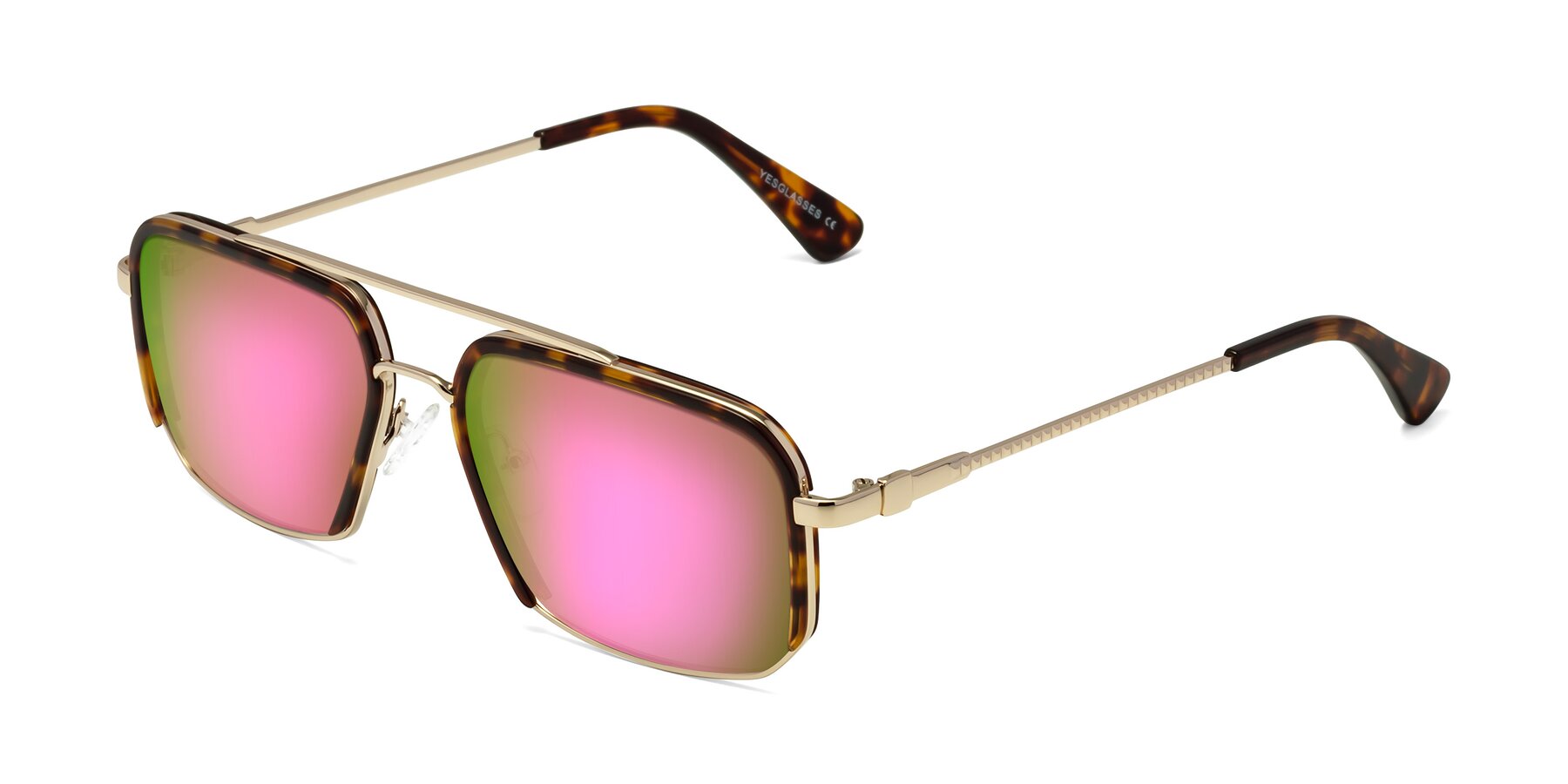 Angle of Dechter in Tortoise-Gold with Pink Mirrored Lenses